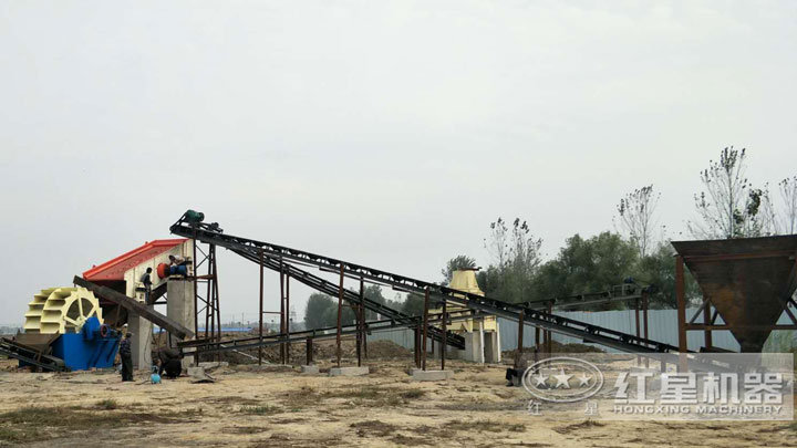 洗砂機(jī)搭配在生產(chǎn)線中，有效作業(yè)，清洗更干凈